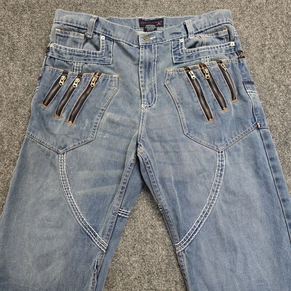 Vintage Y2K Red Ape Baggy Skater Grunge Jeans Embroidered Mens Size 38x32